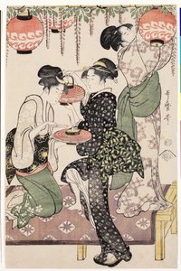 Teahouse-piger under en wistaria espalier, 1795 af Kitagawa Utamaro