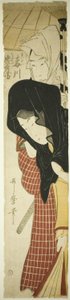 Kurtisanen Umegawa og Chubei fra kurertjenesten (Umegawa, Chubei) af Kitagawa Utamaro