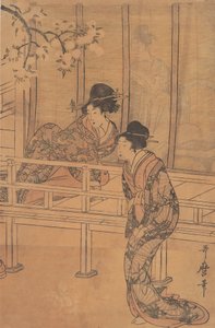 Lady of Rokujo får besøg af prinsesse Aoi, ca. 1805. af Kitagawa Utamaro
