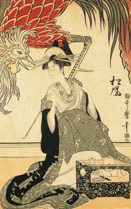 Oiran Matsuzake med et rør, af Kitagawa Utamaro, træsnit af Kitagawa Utamaro