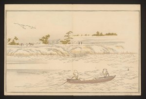 Bredden af Sumida-floden i sne af Kitagawa Utamaro