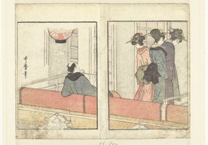 Teater lodge Et kig bag kulisserne på skuespillerne (serietitel) Yakusha gakuya tsu (serietitel) af Kitagawa Utamaro