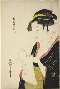 Tomimoto Toyohina, ca. 1793 (farvetræsnit; oban) af Kitagawa Utamaro