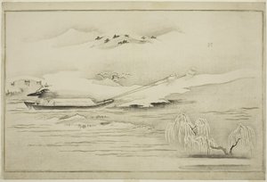 Towing a Barge in the Snow, fra albummet The Silver World, 1790 af Kitagawa Utamaro