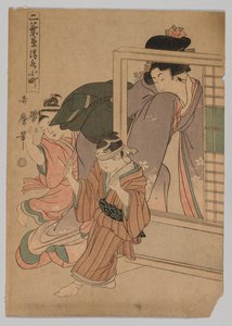 To børn og en kvinde, der spiller blind mands bluff, 1753-1806. af Kitagawa Utamaro