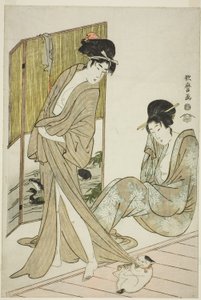 To unge kvinder efter et bad af Kitagawa Utamaro