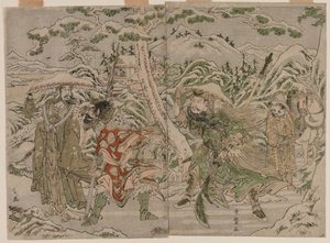 Vinterscene fra Romance of the Three Kingdoms, ca. 1790. af Kitagawa Utamaro