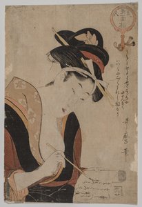 Kvinde skriver af Kitagawa Utamaro