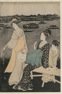 Kvinder, der nyder aftenen cool nær Ryogoku Bridge af Kitagawa Utamaro