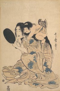 Yamauba sortner sine tænder og Kintoki, ca. 1795. af Kitagawa Utamaro