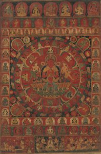 Mandala af solguden Surya omgivet af otte planetariske guder, dateret sandsynligvis 1379. af Kitaharasa
