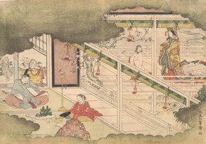 En hændelse fra fortællingerne om Ise Ise Monogatari, ca. 1790.
