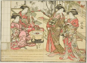 Courtesans of Otawaraya, fra bogen "Mirror of Beautiful Women of the Pleasure Quarters (Seiro bijin awase sugata kagami)," vol. 2 af Kitao Shigemasa