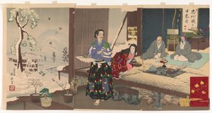 Chushingura, Yuranosuke på pension (træbloktryk, blæk og farve på papir) af Kiyochika Kobayashi