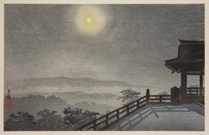 Kølig måneaften på Kiyomizudo i den østlige hovedstad (T?to Kiyomizud? hiya tsukiyo) (træbloktryk i farver) af Kiyochika Kobayashi