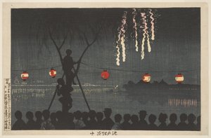 Fyrværkeri ved Ikenohata (langs Sumida-floden, Tokyo)