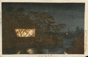 Koromo-floden under templet Tennoji af Kiyochika Kobayashi