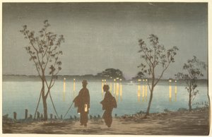 Nat på Sumida-floden af Kiyochika Kobayashi