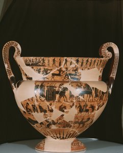 Francois-vasen, lavet af Ergotimos (Fl.575-560 f.Kr.) C.570 f.Kr. (keramik) af Kleitias Kleitias