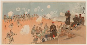 Oberst Kumamoto Masaji, regimentchef for den kejserlige gardes artilleri af Kobayashi Kiyochika
