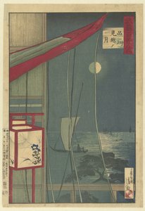 De maan ved Shinagawa Shinagawa mikoshi no tsuki (titel på objekt) Honderd gezichten op de provincie Musashi (serietitel) Musashi hyakkei no uchi (serietitel på objekt) af Kobayashi Kiyochika