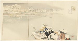 Februar: Matsuchiyanma Hill i skumringen i sne, marts 1896 af Kobayashi Kiyochika