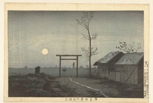 Taro Inari-helligdommen i rismarkerne ved Asakusa Asakusa tanbo Taro Inari (titel på objekt) af Kobayashi Kiyochika