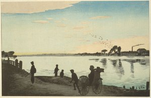 Ishihara-broen fra Sumida-flodens bredder af Kobayashi Kiyochika