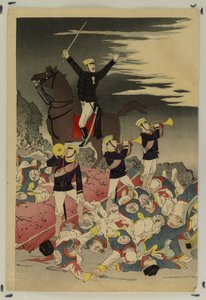 Solen står op over en japansk sejr (Pyongyangs fald) af Kobayashi Kiyochika