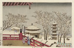 Sensōji-templet i sne af Kobayashi Kiyochika