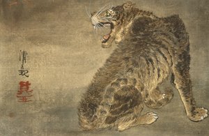 Tiger og lyn af Kobayashi Kiyochika