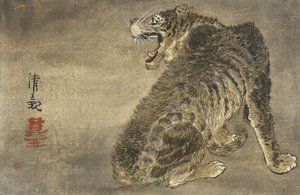 Tiger og lyn af Kobayashi Kiyochika