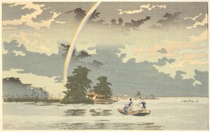 Udsigt i skumringen, Hashiba, Tokyo af Kobayashi Kiyochika