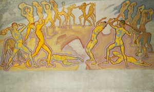 Giganternes kamp; Battle of the Titans, ca. 1913-1915 af Koloman Moser