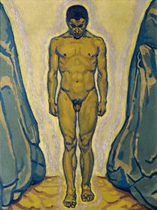 Stående mandlig nøgen mellem sten, ca. 1915. af Koloman Moser