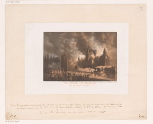 Brand i Slottet Haamstede Hæmstedes slot. (Ved branden 1525). (titel på objekt) af Koninklijke Nederlandse Steendrukkerij van C.W. Mieling