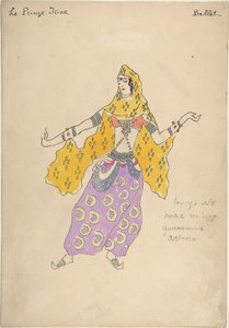 Polovtsian pige. Kostumedesign til operaen Prince Igor af A. Borodin, 1909 af Konstantin Alekseevich Korovin