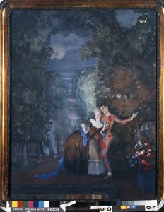 Harlekin og en dame, 1912 (wc og gouache på karton)