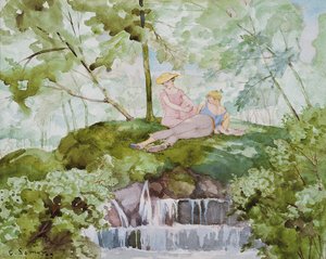 Elskere i et landskab af Konstantin Andreevic Somov