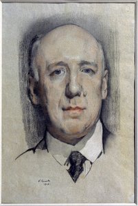 Portræt af forfatteren Fyodor Sologub (Fiodor Sologub) (1863-1927) (Portræt af forfatteren F. Sologub). Værk af Konstantin (Constantin) Andreyevich Somov (1869-1939), akvarel på papir af Konstantin Andreevic Somov