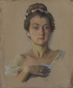 Portræt af Alexandra Levchenko, 1934 af Konstantin Andreevic Somov