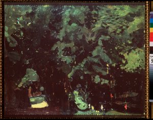 En park. Maleri af Konstantin (Constantin) Andreyevich Somov (1869-1939), olie på lærred af Konstantin Andreevic Somov