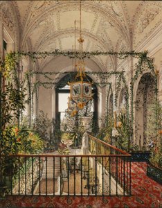 Interiør af Vinterpaladset. Den lille vinterhave i lejlighederne i Alexandra Fyodorovna, 1870