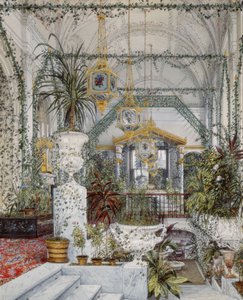 Interiør af Vinterpaladset. Kejserinde Alexandra Fyodorovnas vinterhave, 1860