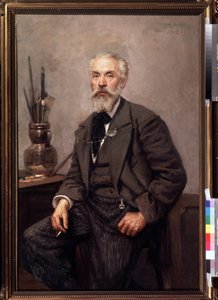 Portræt af kunstneren Konstantin Savitsky (1844-1905) (Portræt af kunstneren K. Savitsky). Maleri af Nikolai Karlovich Grandkovsky (1864-1907), olie på lærred