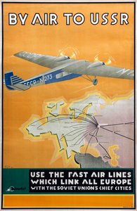 Med fly til USSR Plakat af Intourist Company, 1934 af Konstantin Bor Ramensky