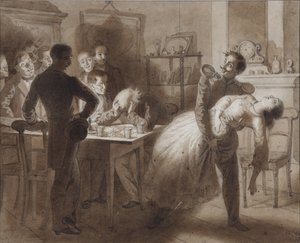 Illustration til digtet Tambov-kassererens hustru af M. Lermontov, 1862 af Konstantin Dmitrievich Flavitski