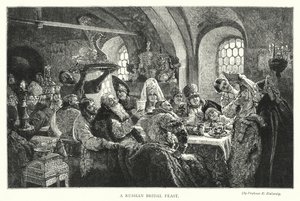 En russisk brudefest (gravering) af Konstantin Egorovich Makovsky