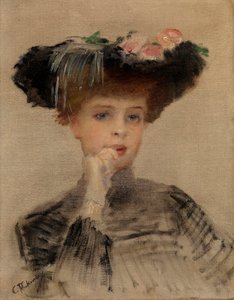 Mode Belle Epoque: ""La Parisienne"" - Maleri af Konstantin Yegorovich Makovsky (Constantin Makovski) (1839-1915) af Konstantin Egorovich Makovsky