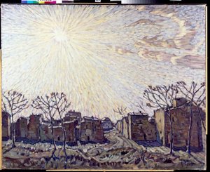""Solen" (Solen) Landskab badet af solens stråler - Maleri af Konstantin Fyodorovich Bogayevsky (Constantin Bogaievsky) (1872-1943) 1906 Dim 111x138 cm Regional Art Gallery, Vologda